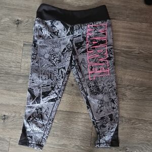 Marvel Comic Print Leggings - Black and Pink